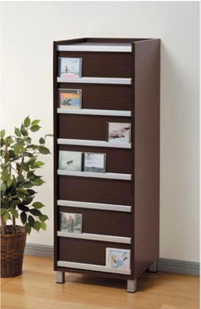 オークス CDラック キャビネット 木目調 7段 収納 飾り棚 約735枚収納