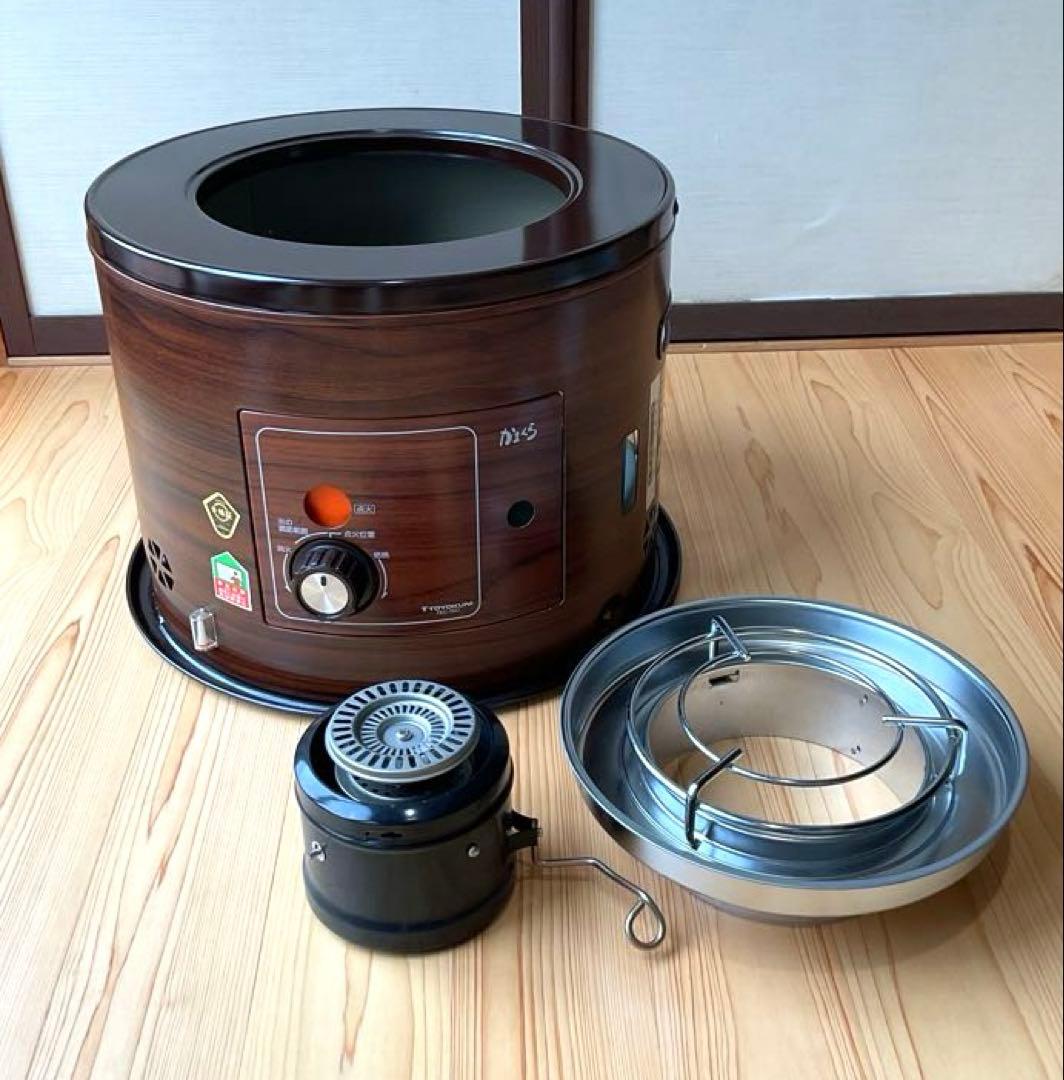 TOYOKUNI石油こんろ　かまくら木目調　暖房器具　火鉢　円形ストーブ　レトロ