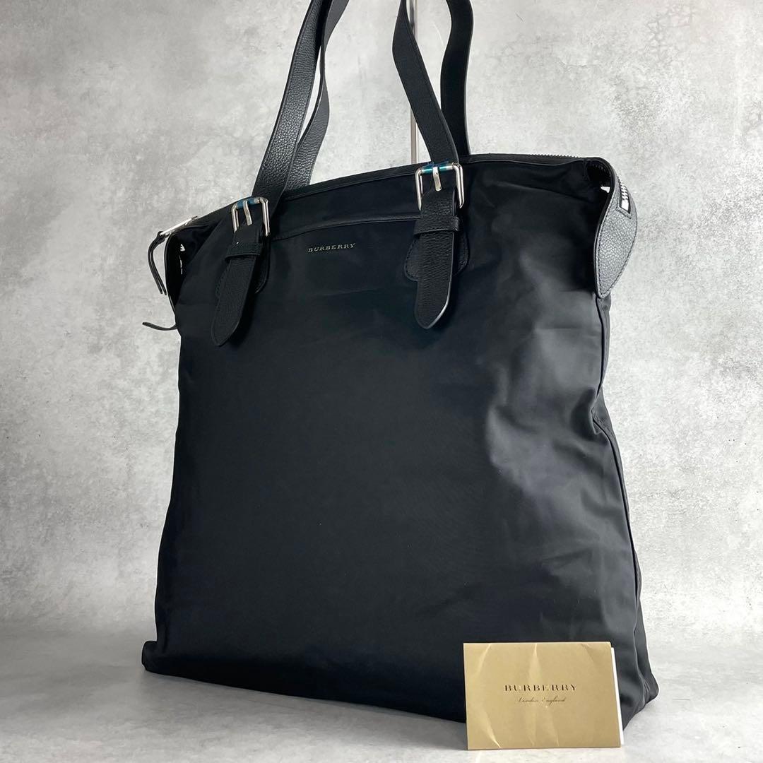 バーバリー トートバッグ 8019899 ブラック ナイロン レザー