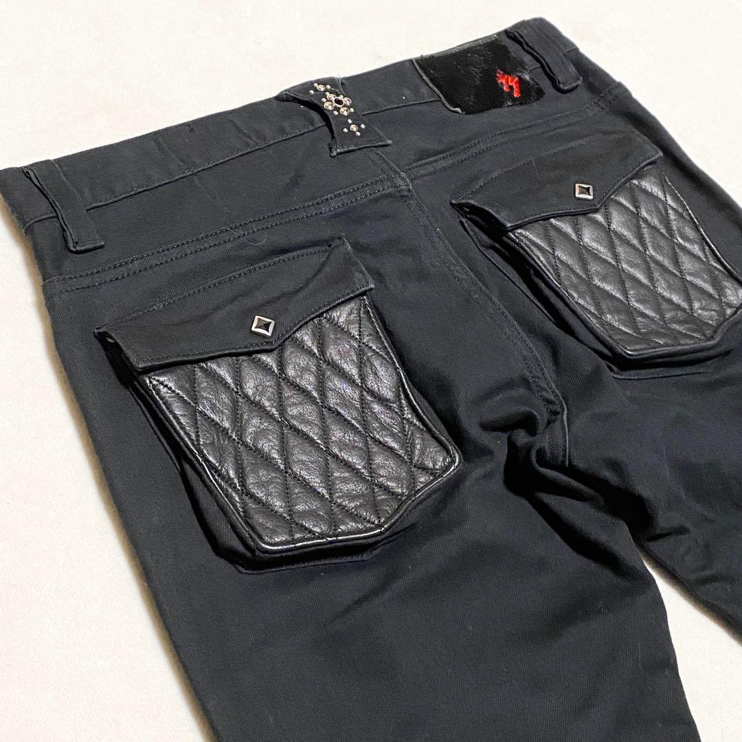 SKULL FLIGHT スカルフライト レザーポケット ブーツカット y2k