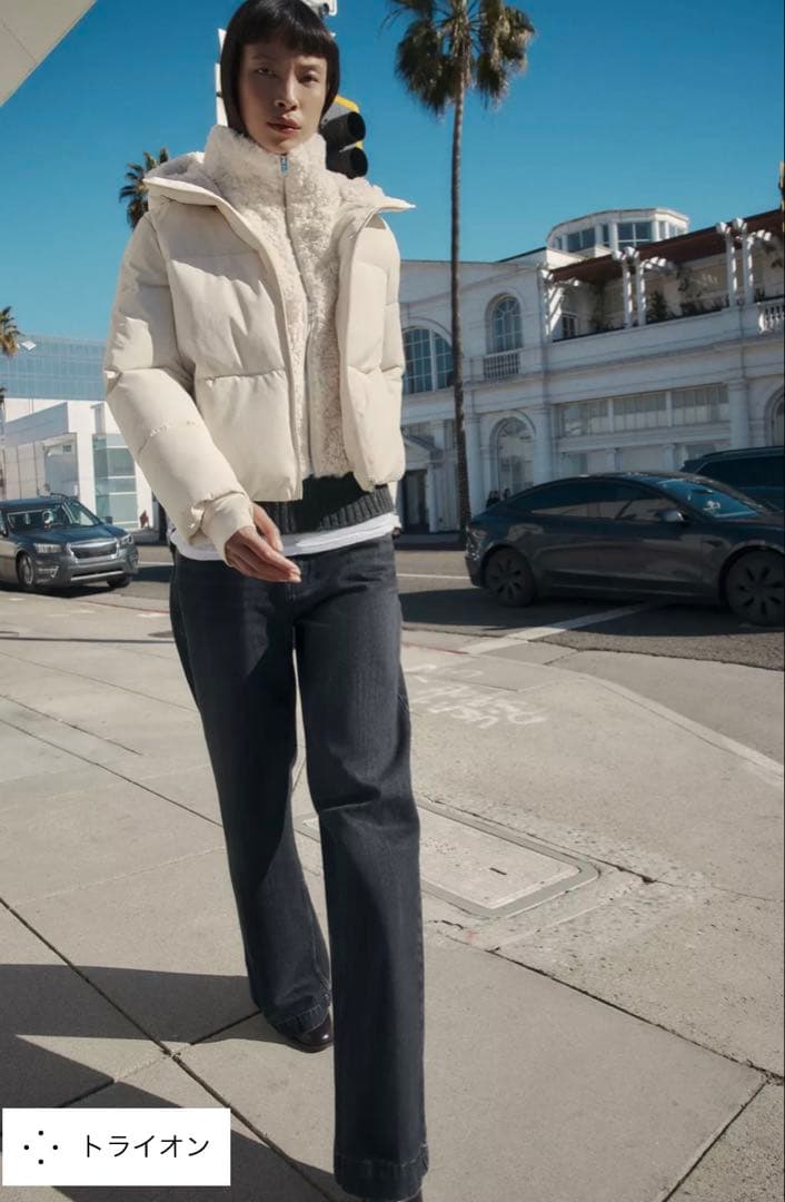 【ZARA】フェイクシープスキンフード付き撥水ウィンドブレーカー アノラック M