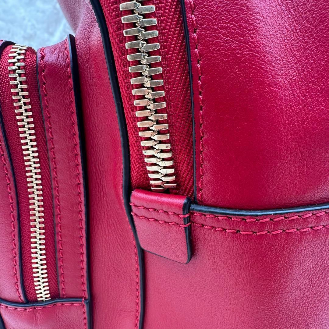 ✨極美品✨アニヤハイドマーチ　リュック　スマイリー　パンチング　カーフレザー　赤