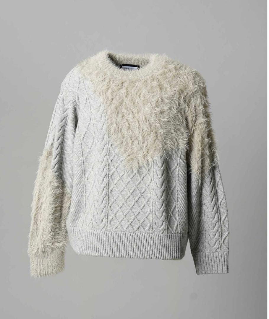 MAISON SPECIAL ケーブルシャギーニット　グレー