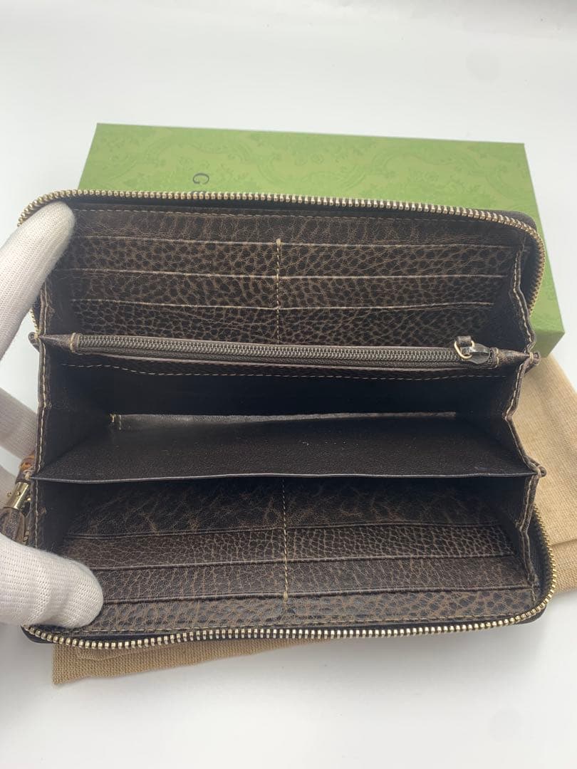 美品 GUCCI　ラウンドファスナー長財布　ブラウン茶　GGキャンバス P55