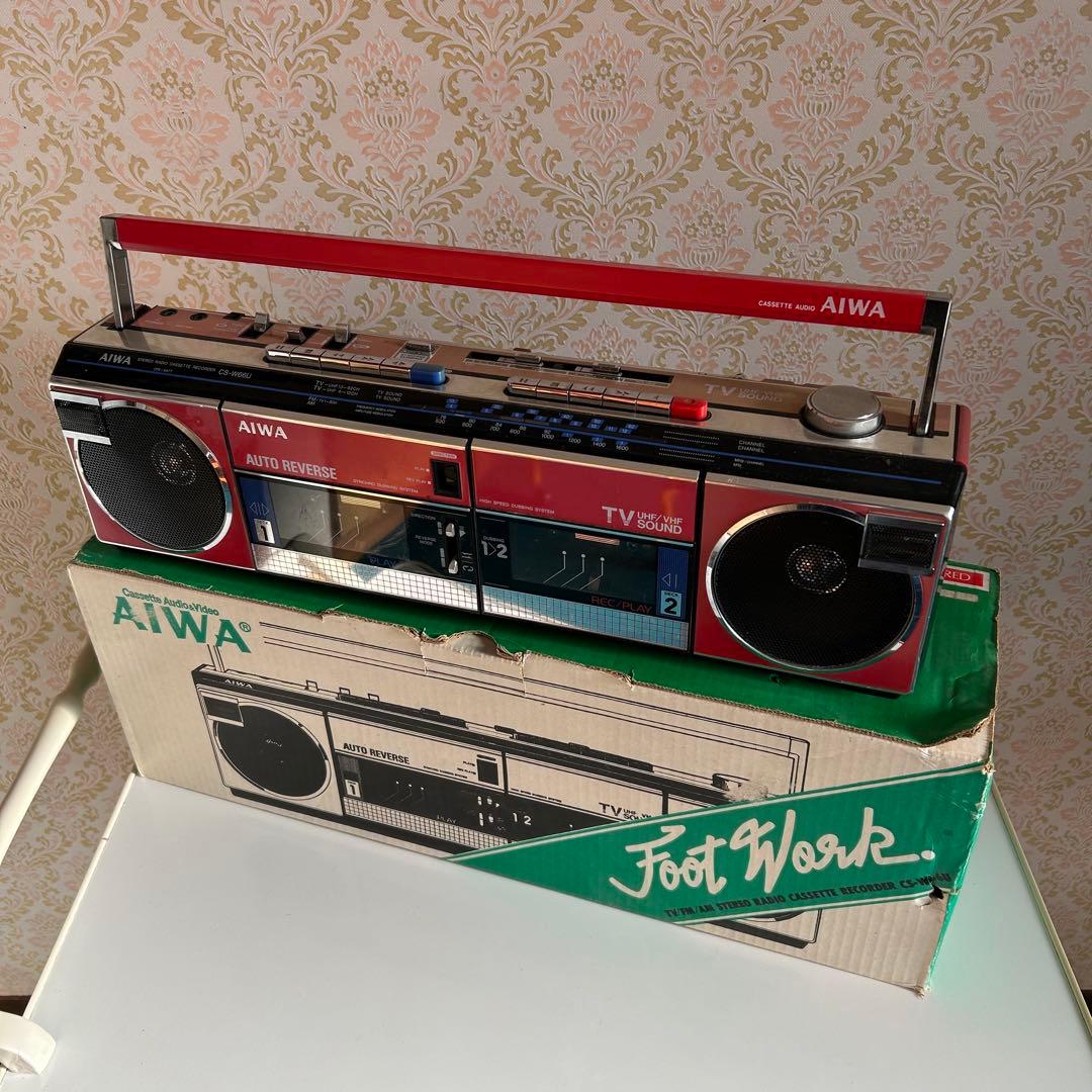 【元箱つき】ラジカセ AIWA アイワ 赤