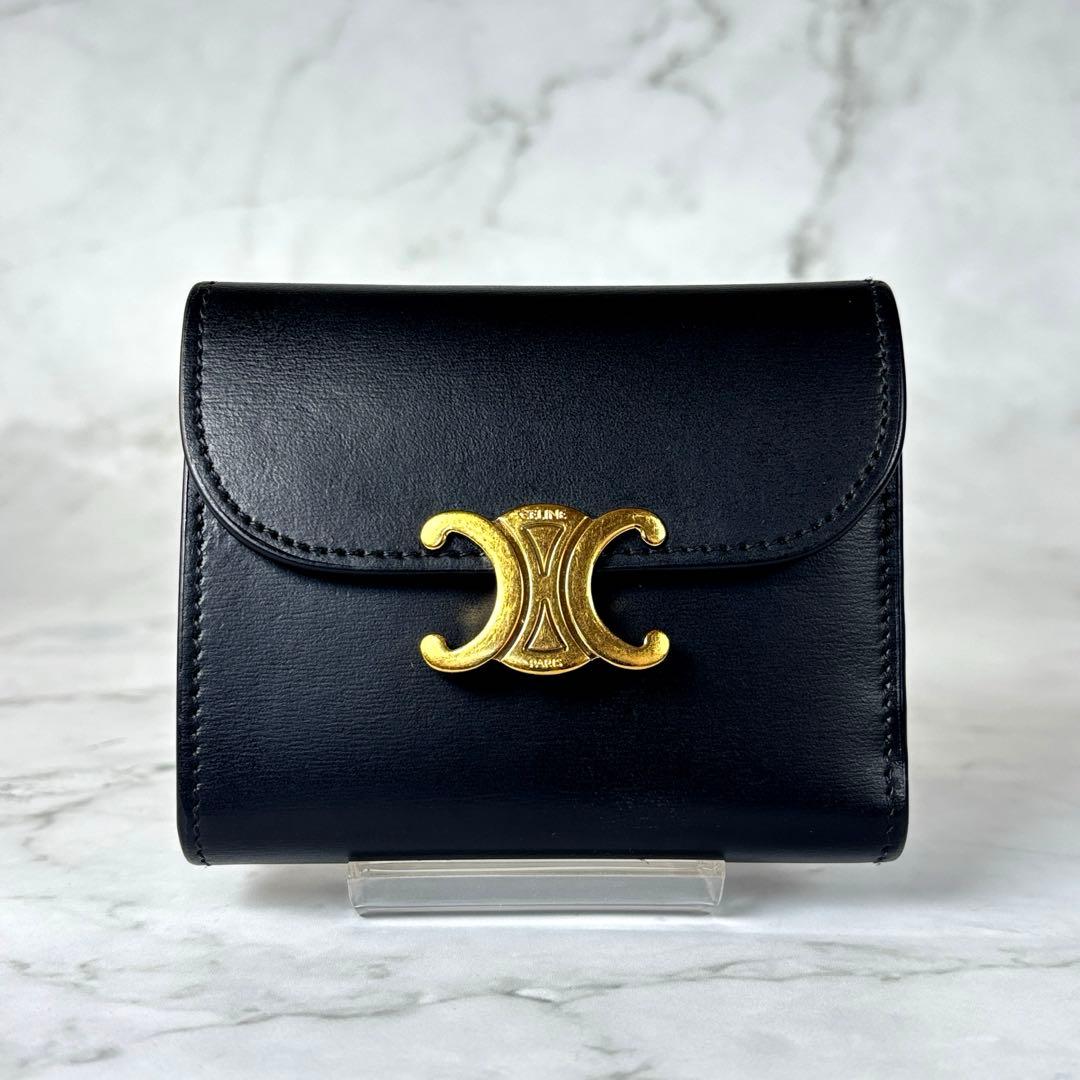 CELINE セリーヌ　トリオンフ　カーフスキン　三つ折り　財布　ミニ財布