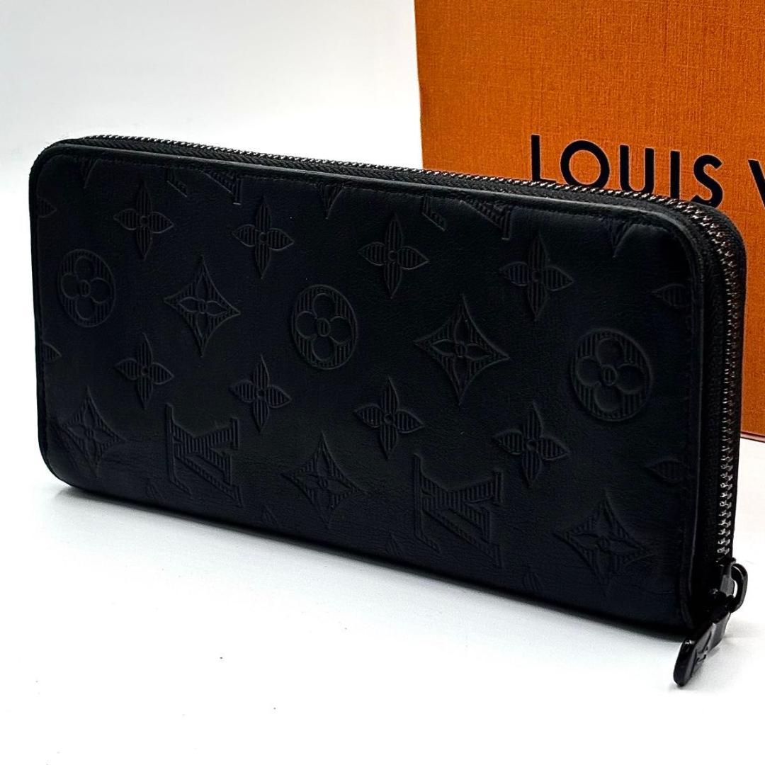 極美品 ルイヴィトン シャドウ ジッピーウォレット ヴェルティカル 長財布 黒