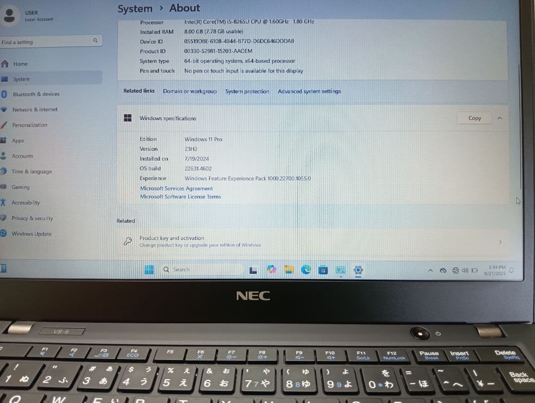 NEC WindowsノートPC