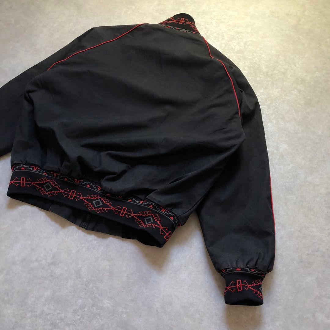 80sヴィンテージネイティブ柄ボンバージャケットダック生地スミクロ短丈