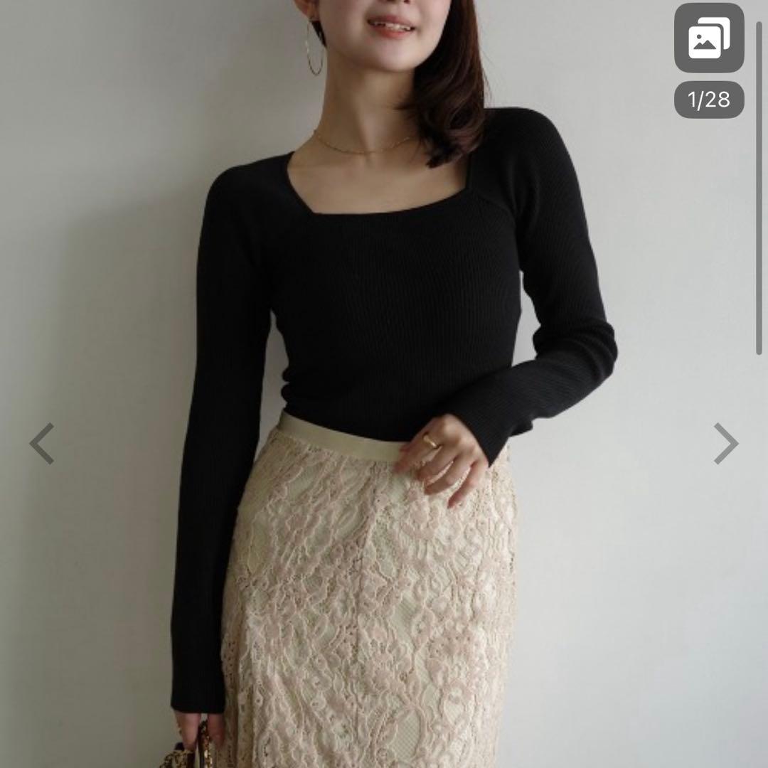 セーター シルクカシミアブレンドデコルテリブニット アニュアンス　anuans