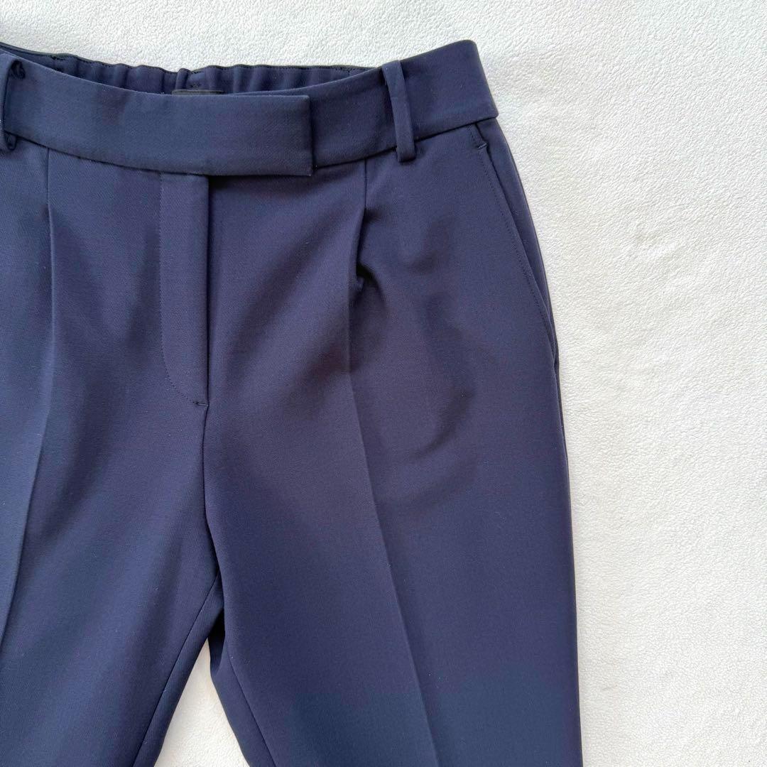 秋冬生地・L✨プラステ ノーカラー パンツ スーツ セットアップ ネイビー