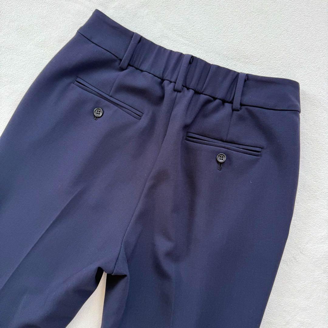 秋冬生地・L✨プラステ ノーカラー パンツ スーツ セットアップ ネイビー