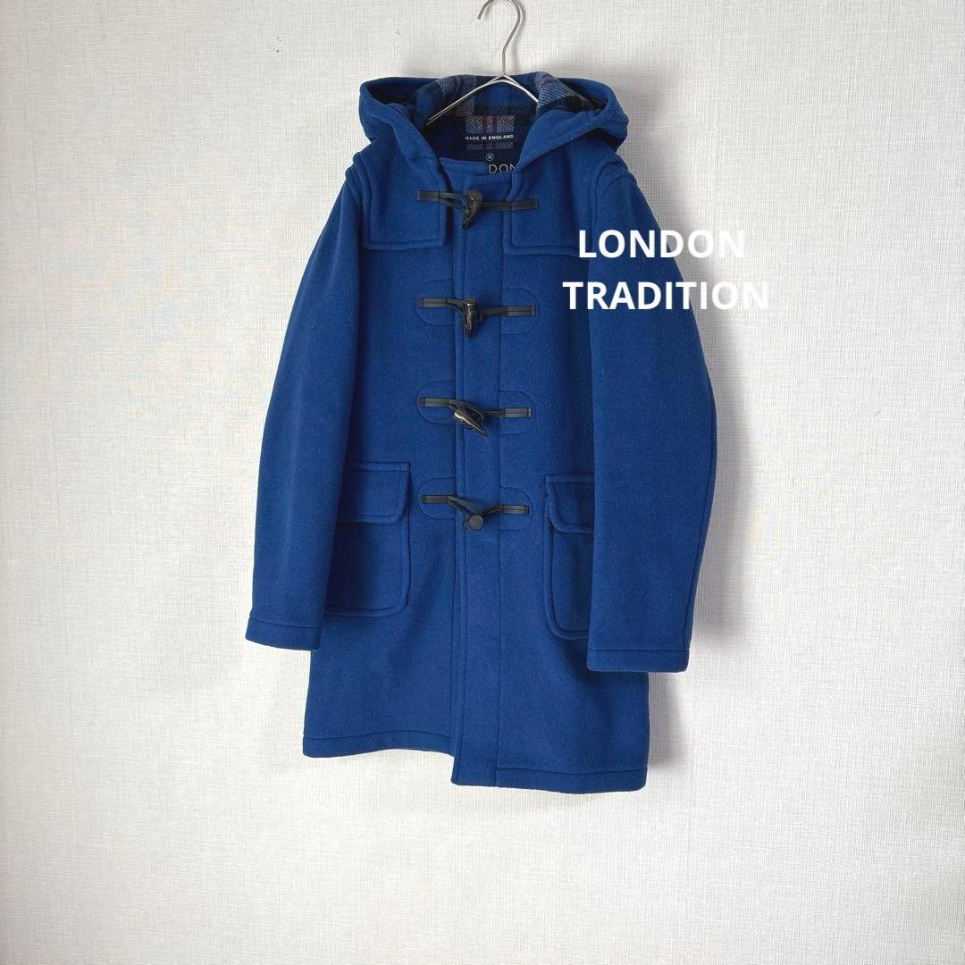 LONDON TRADITION ウール メルトン ダッフルコート ブルー 青