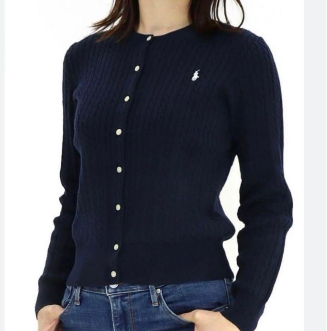 ポロラルフローレンPOLO RALPH LAURENケーブルカーディガンネイビー