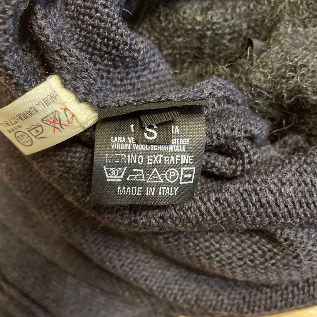 BOTTEGA VENETA 長袖レイヤードニット グレー✖️ネイビー S