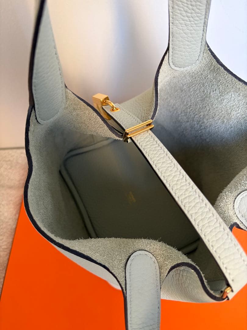 【美品】HERMESピコタンロック PM グリ・ネヴェ ゴールド金具