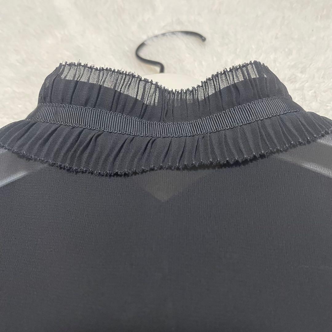 極美品✨Sov. ソブ　ギャザーフリルデザインブラウス　リボン　ブラック　黒