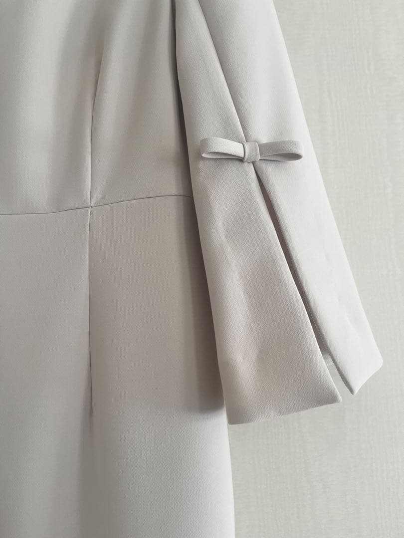 ESTNATION ベージュ 七分袖 ひざ丈ワンピース