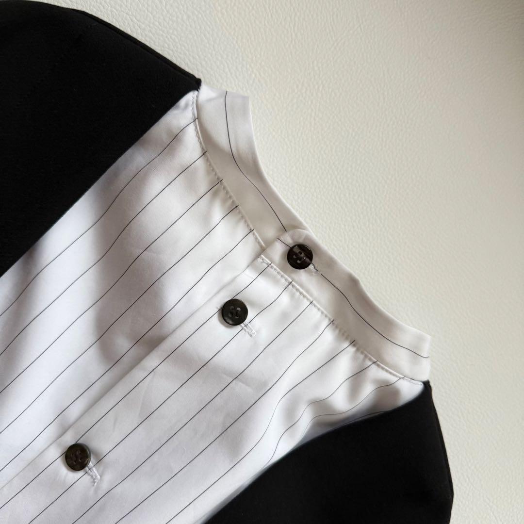 美品✨2023AW エンフォルド　ダブルクロス コンビプルオーバーシャツ38