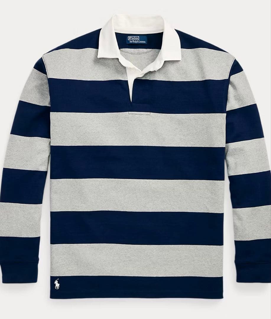 ラルフローレン　ビッグ フィット ストライプド ジャージー ラグビー シャツ