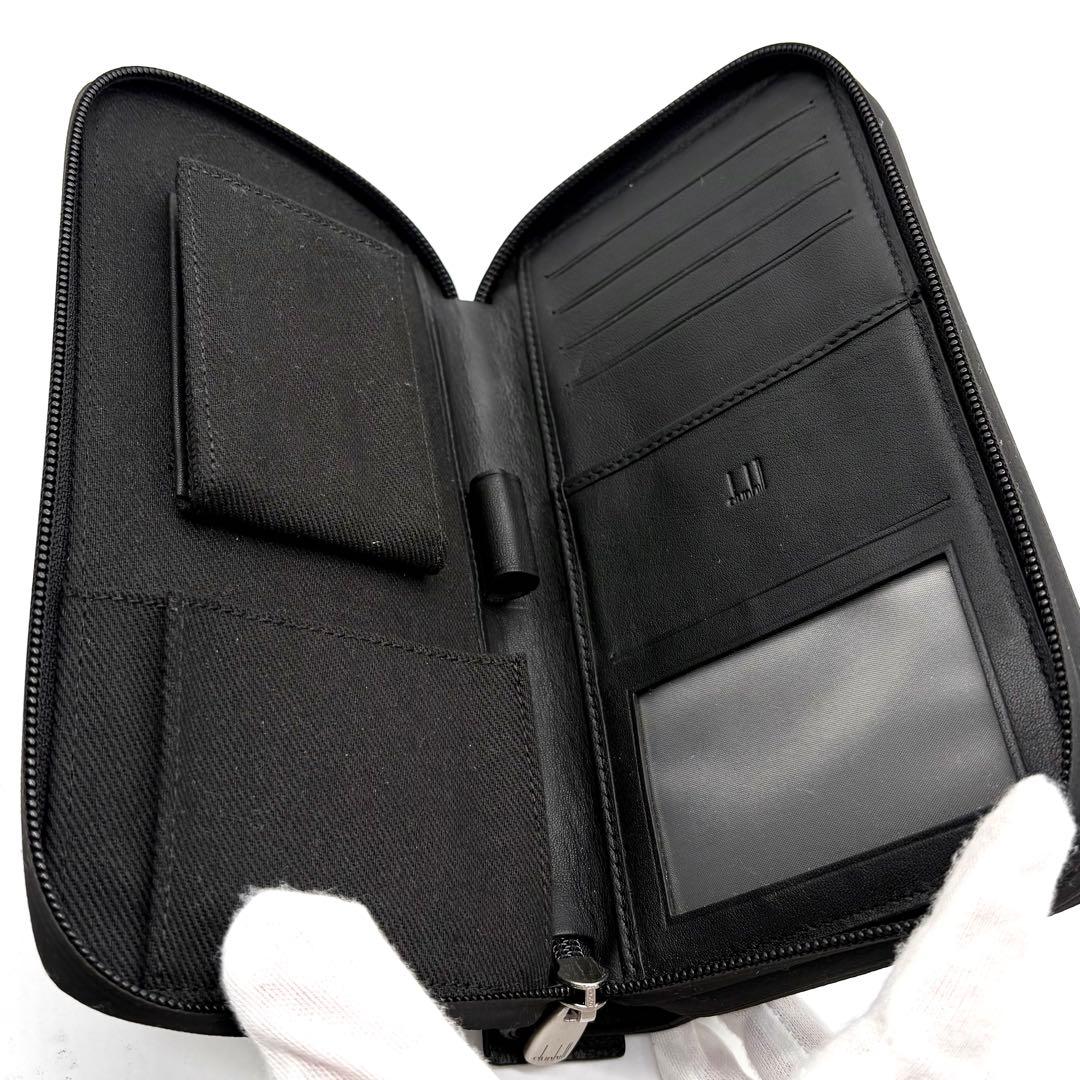 【極美品】ダンヒル オーガナイザー 長財布 ダブルジップ レザー ブラック