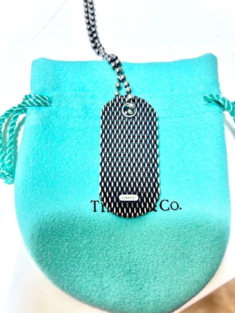 ティファニー希少 サマセットメッシュドッグタグボールチェーン　Ag925