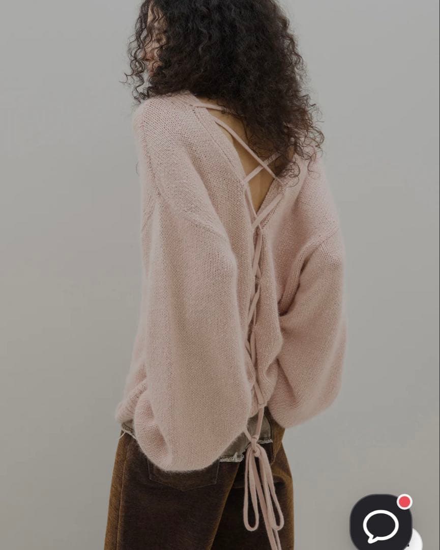 トップス Ameri BACK OPEN LACE UP KNIT TOP