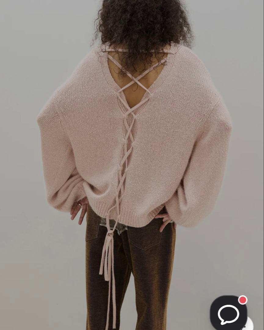 トップス Ameri BACK OPEN LACE UP KNIT TOP