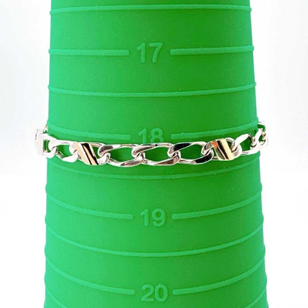 美品 オールドティファニー フィガロリンク コンビブレスレット シルバー k18