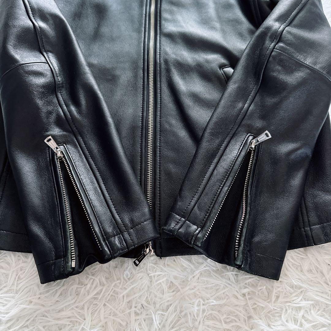 【SHIPS】シングルライダース 羊革 ブラック Lサイズ