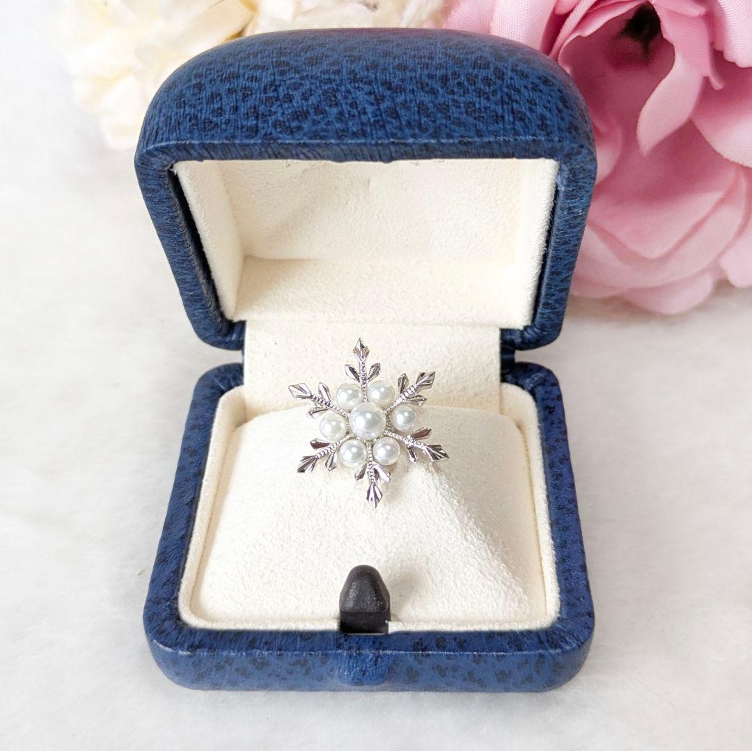 ✨ほぼ未使用✨MIKIMOTO パール7珠 ピンブローチ 雪の結晶