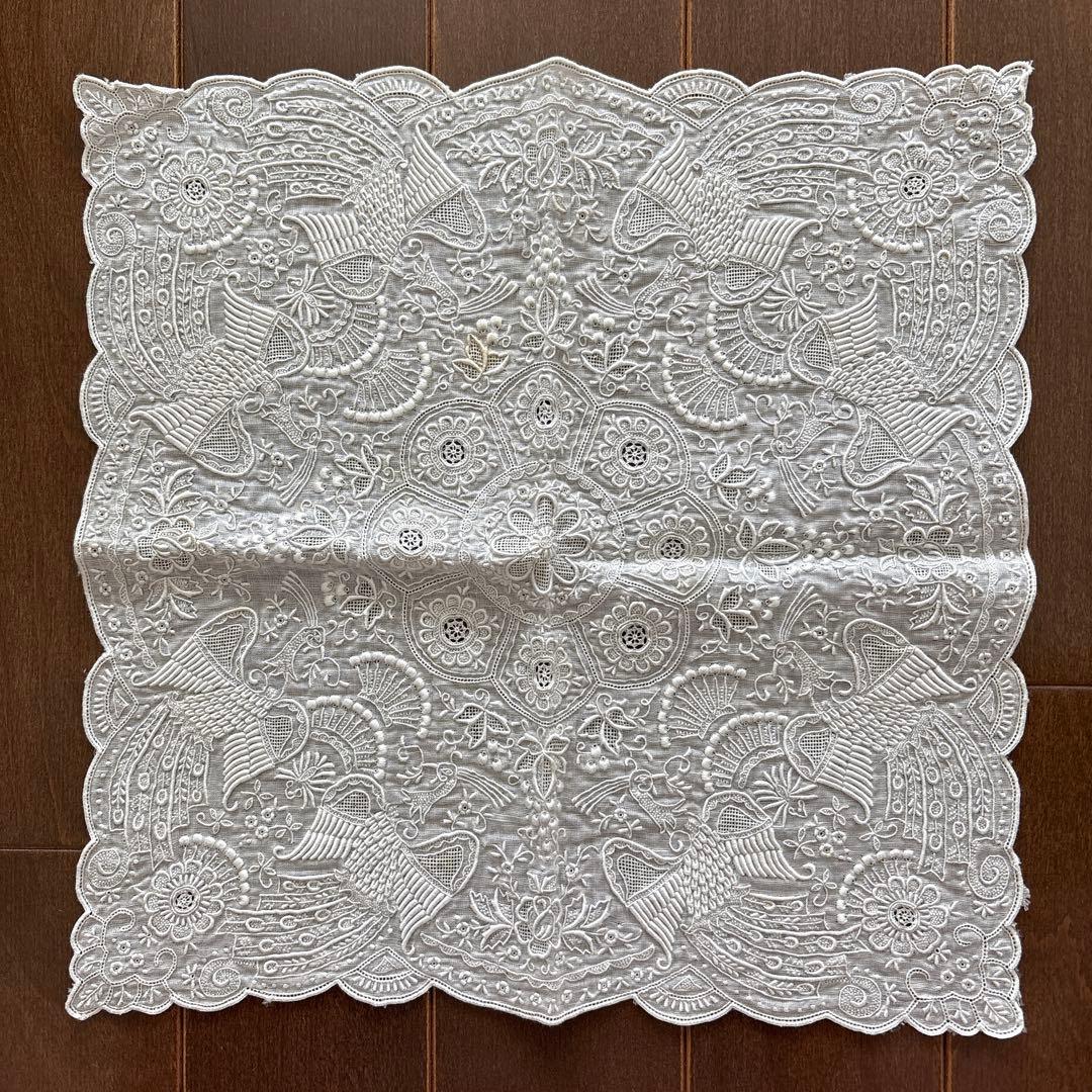 SWATOW ハンカチ　汕頭　手刺繍　鳳凰　スワトウ　花柄　ヴィンテージ