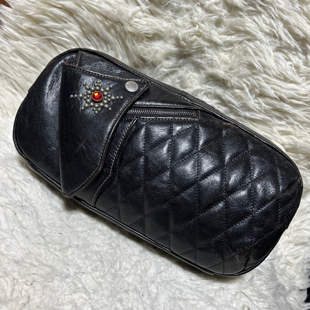 THE FLAT HEAD ホースハイドボディバッグ ブラック