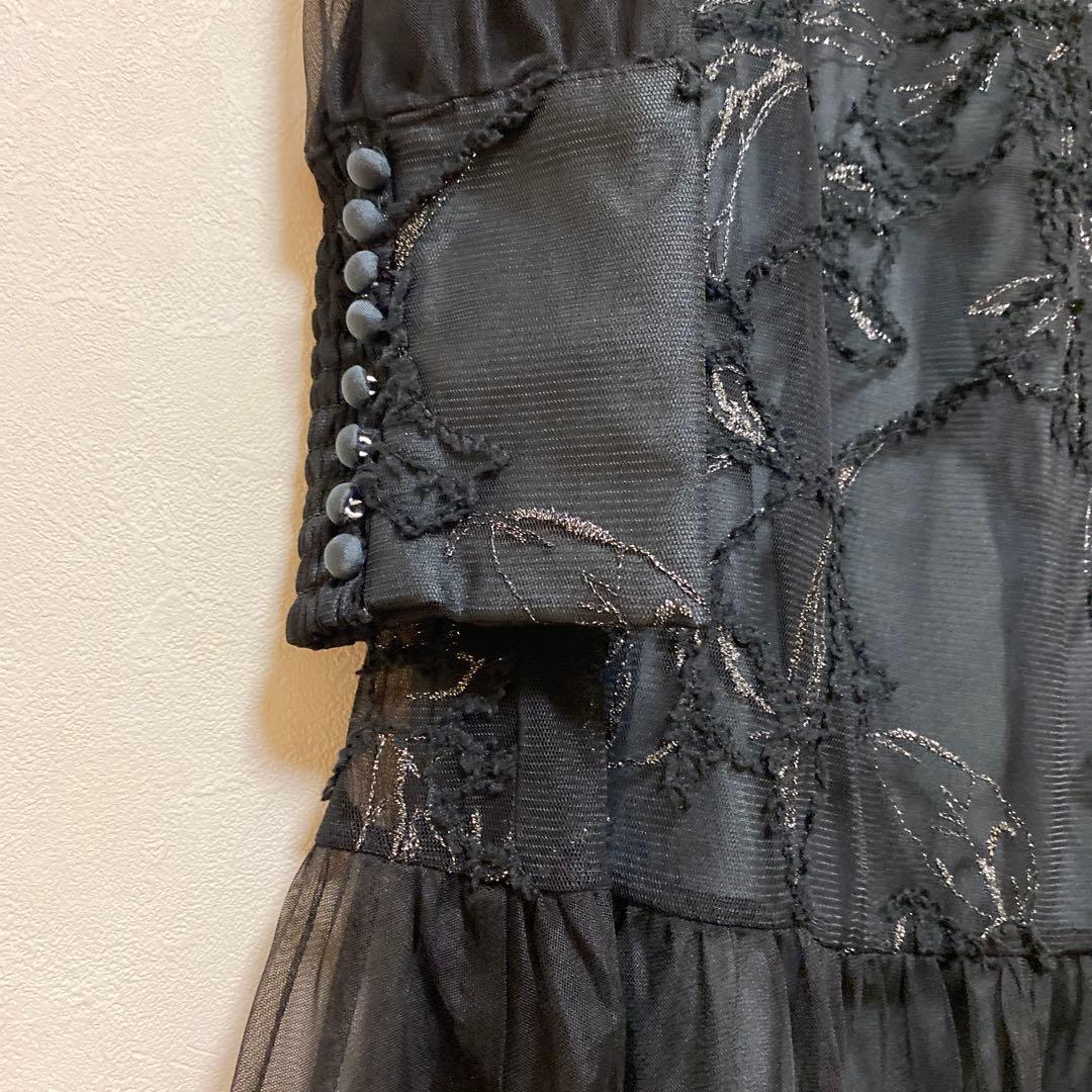 最終価格‼️フェザーフラワーチュールドレス 黒ブラック S オケージョンドレス