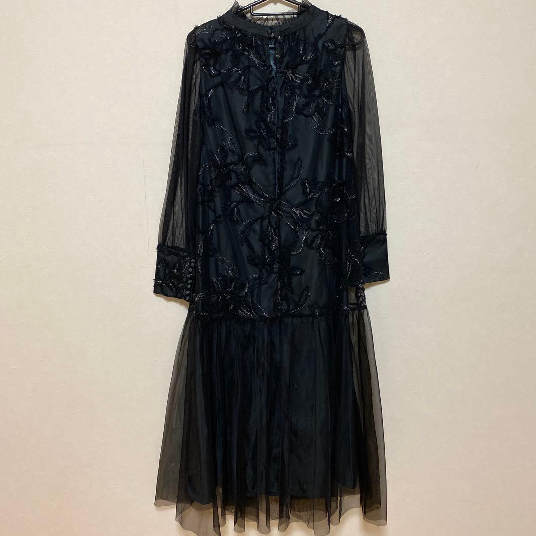 最終価格‼️フェザーフラワーチュールドレス 黒ブラック S オケージョンドレス