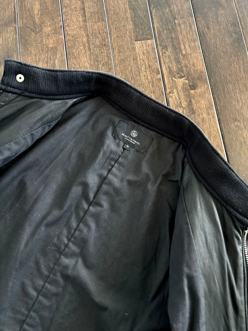 BEAUTY&YOUTH/シープレザー シングル ライダースJKT ブラック M