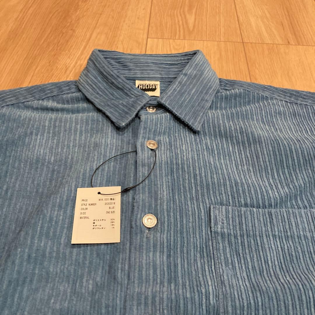 HOLIDAY ブルー　ダメージ　コーディロイ　シャツジャケット