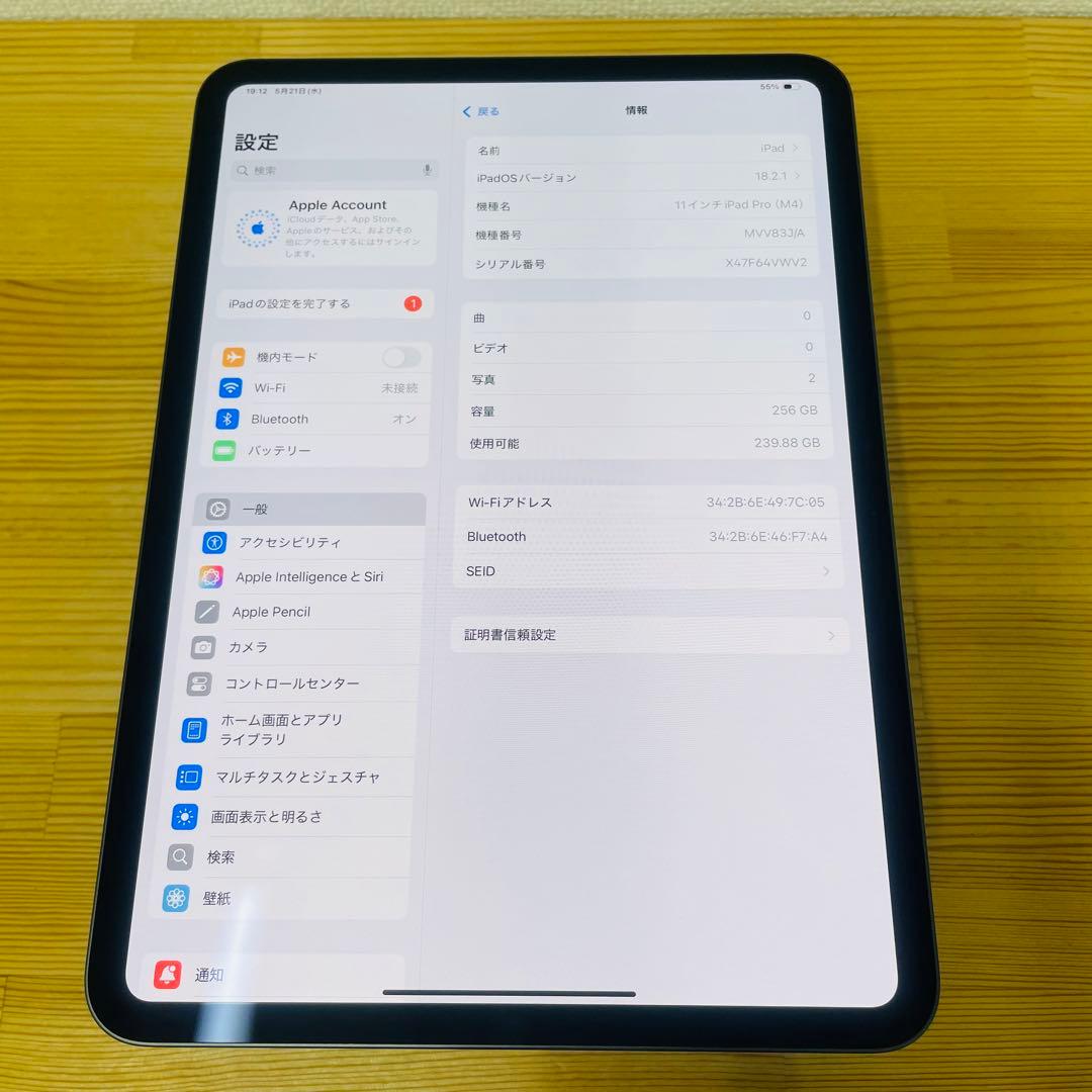 電池100% iPad Pro 第5世代 11インチ　256 GB Wi-Fi
