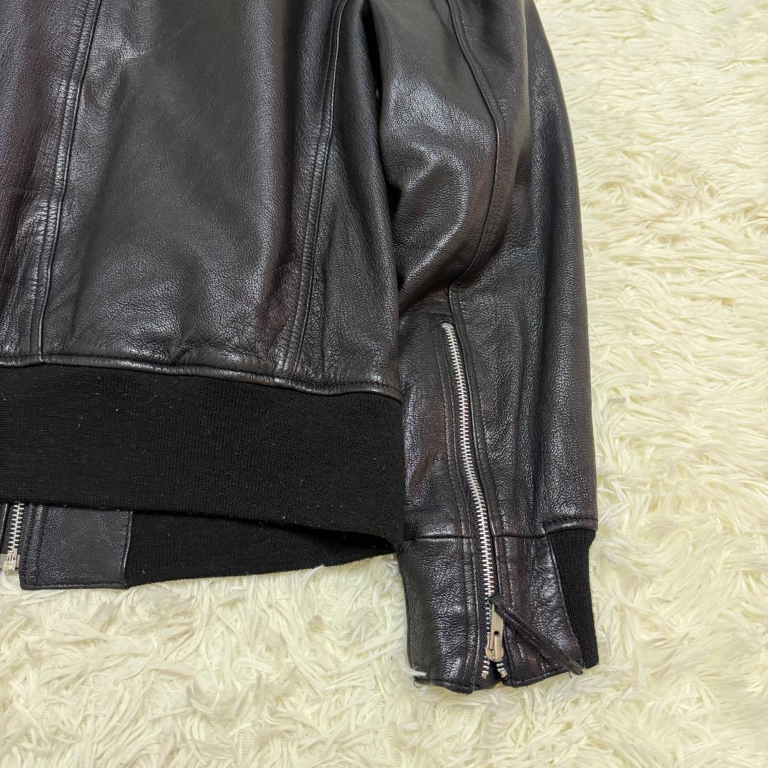 【本革】J.I.M.S レザージャケット ヒョウ柄ライニング シングルライダース