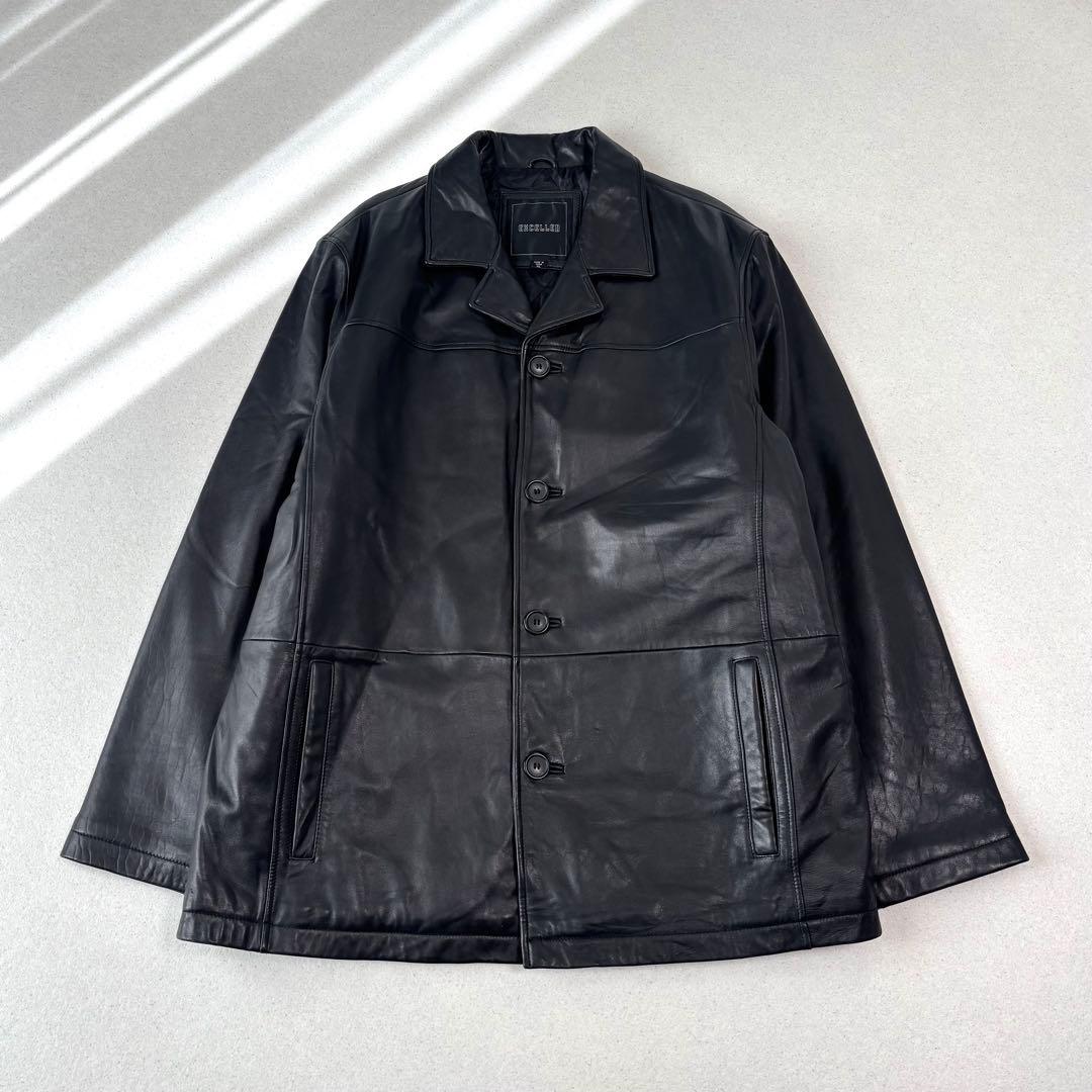excelled leather car coat black XL 本革
