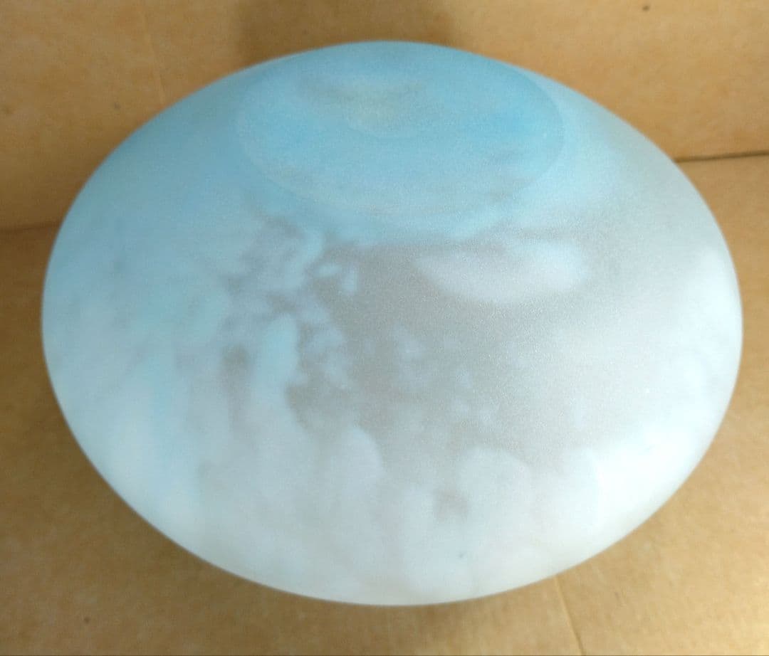 【本物保証】藤田喬平 手吹 花瓶(水色系,手付) 共箱 栞2 極美品 高島屋