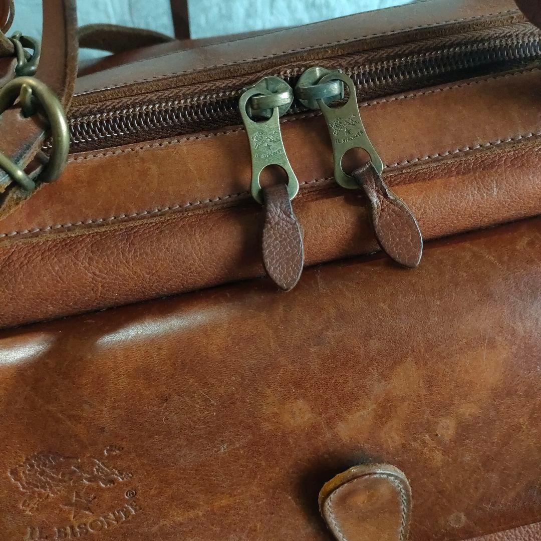 IL BISONTE　キャンバスレザー 3WAY キャンディバッグ　イタリア製