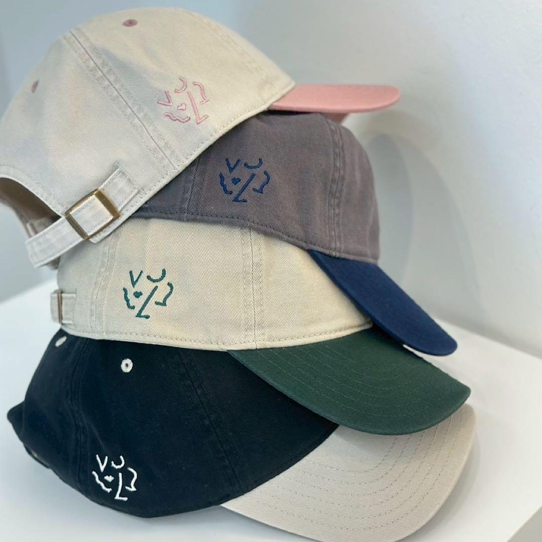 リンカブル　ロゴキャップ　ベージュ×グリーン