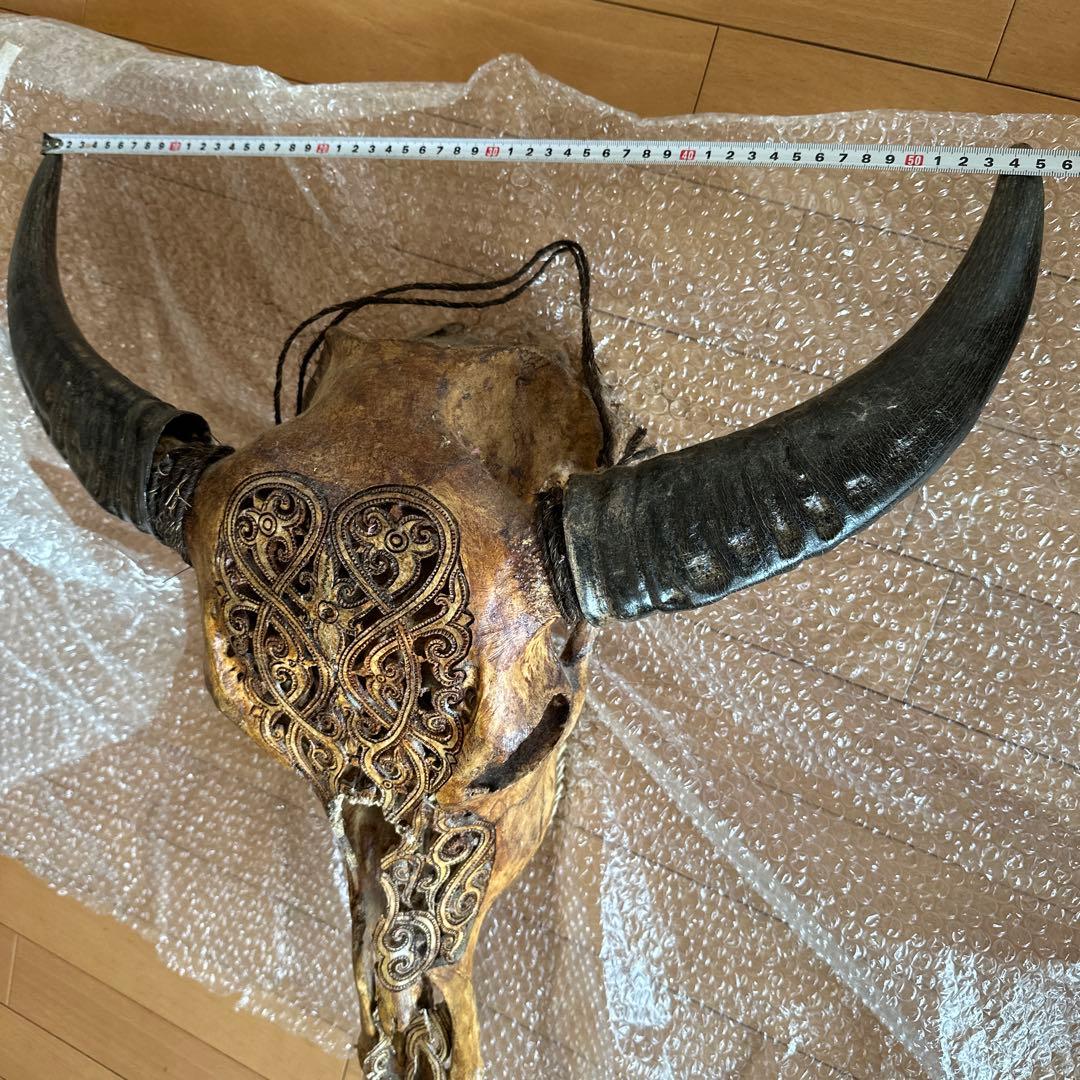 バッファロースカル　牛頭蓋骨　壁掛け彫像　カウボーイ　アメカジ
