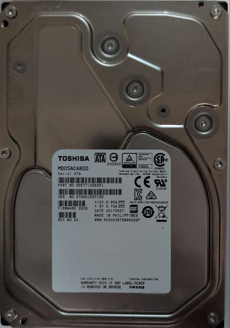 TOSHIBA MD05ACA800 内蔵型ハードディスクドライブ