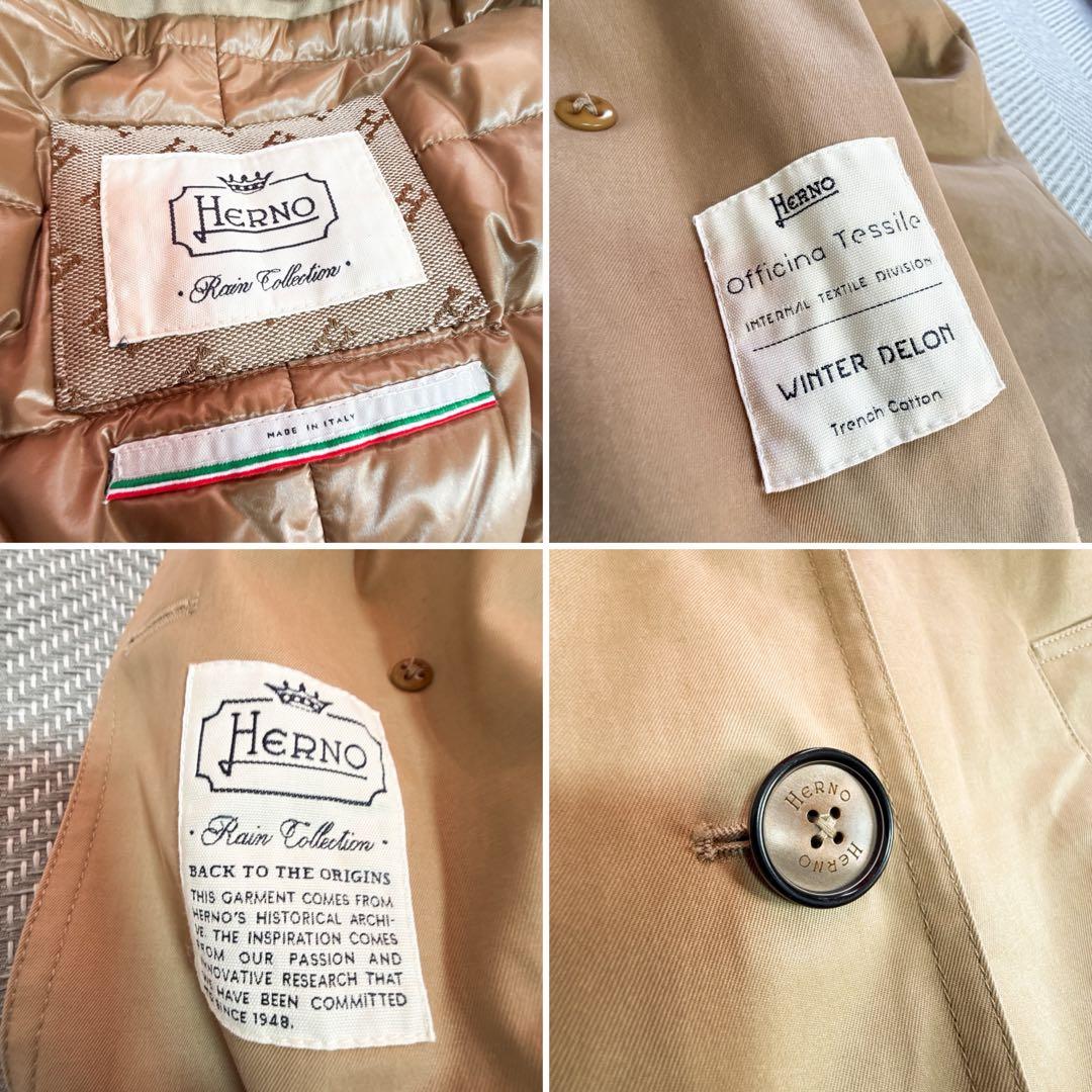極美品 HERNO ヘルノ ダウンコンビトレンチコート ベルト ベージュ系 ML