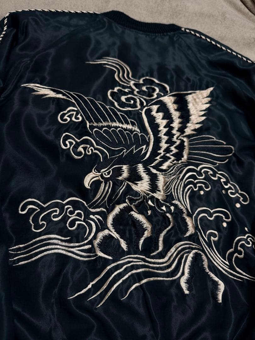 未使用近 ２面用 テーラー東洋 鷲 地図 日本限定 スカジャン レーヨン 美品