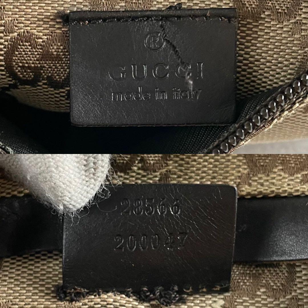 美品 GUCCI ボディバッグ GGキャンバス レザー ブラウン系 レディース