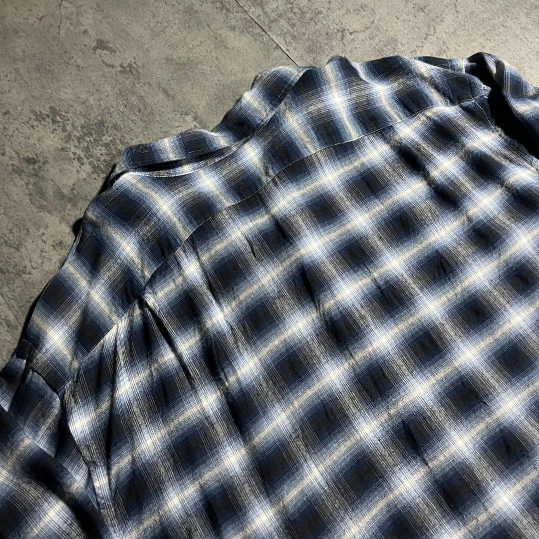 RRL ☆ 三ツ星 ☆ オンブレ チェック vintage シャツ 長袖 青 白