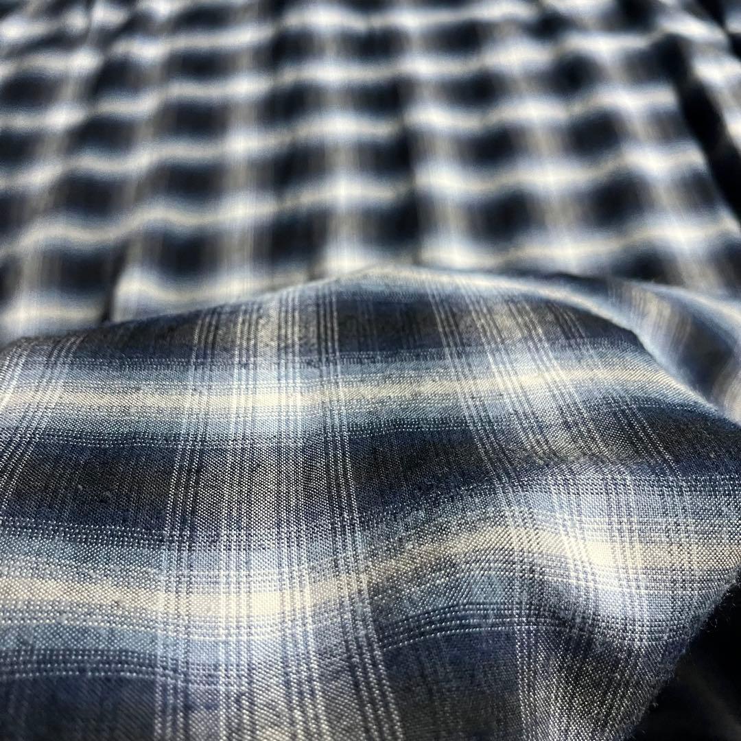 RRL ☆ 三ツ星 ☆ オンブレ チェック vintage シャツ 長袖 青 白